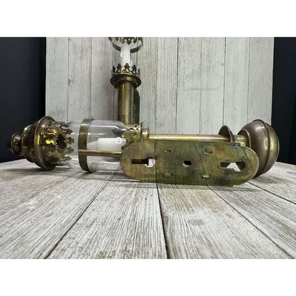 Vtg Interpur GWR Great Western Railway Brass Carriage Candle Lamps 13" Set of 2 - Picture 6 of 10